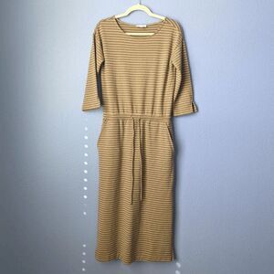 Haven Well Within Talbots Knit Lounge Sweater Dress Striped Cream XS Tie Waist